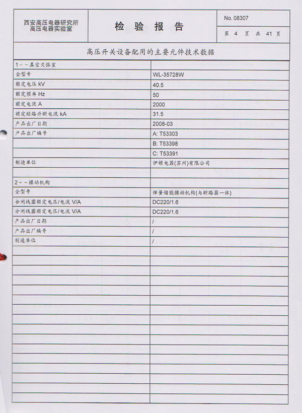 檢驗報告VY4-40.5